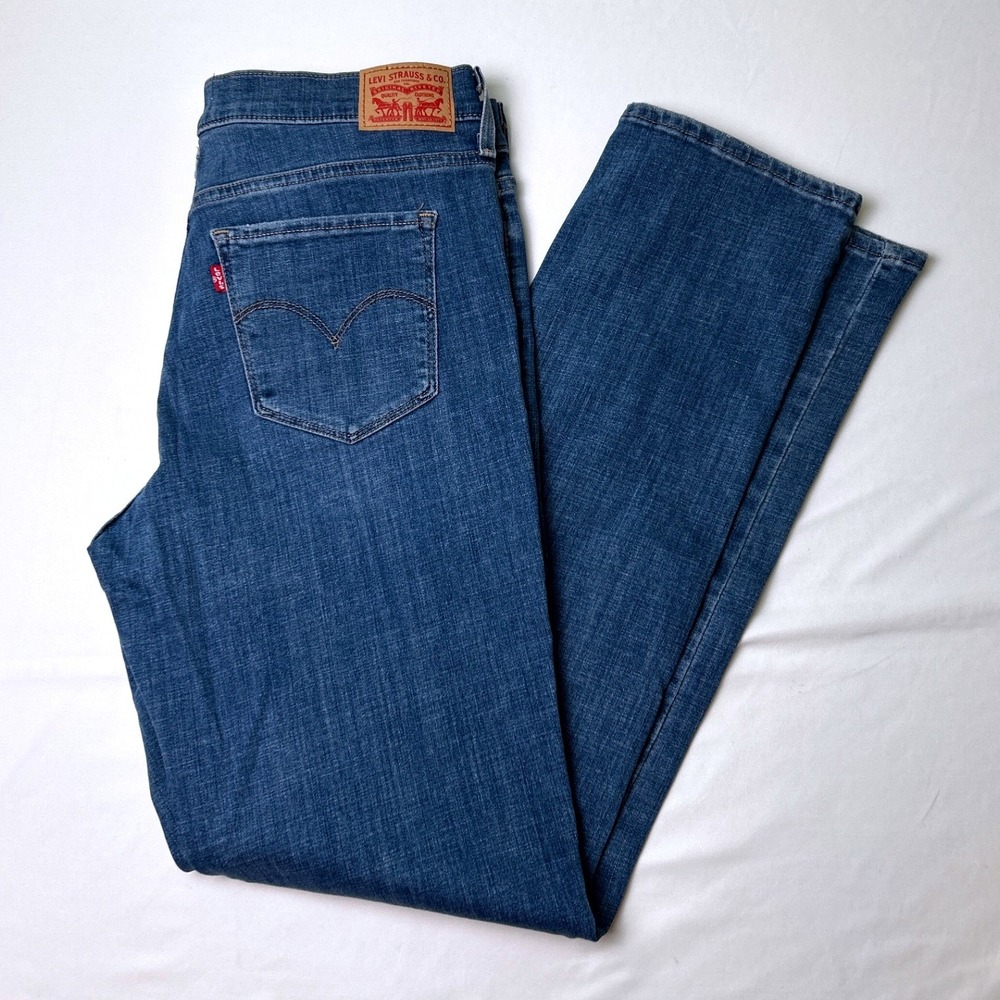 Levi's Womens 314 Shaping Straight Stretch Denim Jeans Size 14/32 Medium Wash